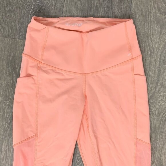 Titika Women’s Compress Mesh Leggings Cropped Orange Peach High Rise Waist XS - Picture 5 of 14